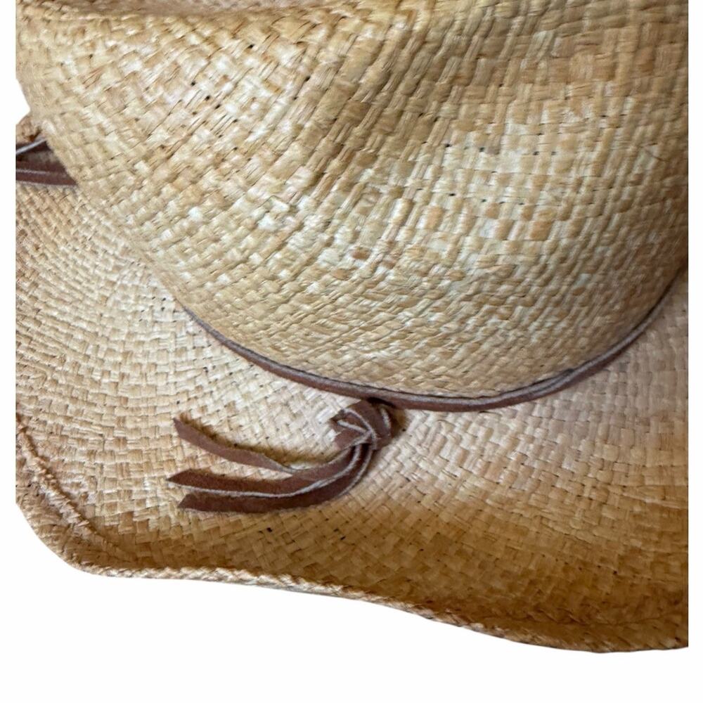Dorfman Pacific Raffia Cowboy Hat Natural Straw Western Wide Brim L XL - Picture 9 of 16